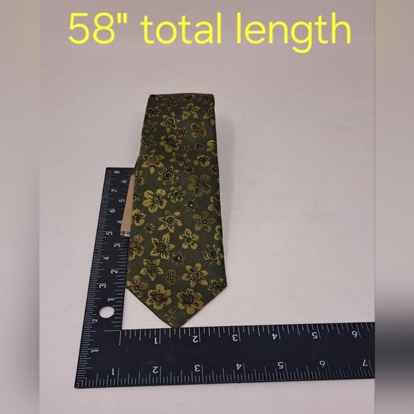 NWT Burberry Men's Neck Tie Green Floral 100% Silk England 58" - Picture 13 of 13
